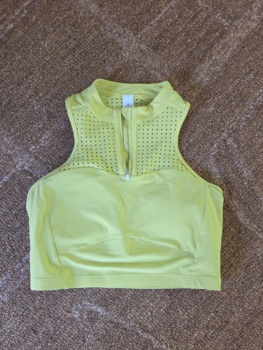 Lululemon High-Neck Performance Crop Top - Lemon Yellow